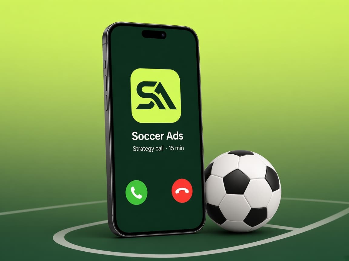 Phone showing an incoming Soccer Ads strategy call
